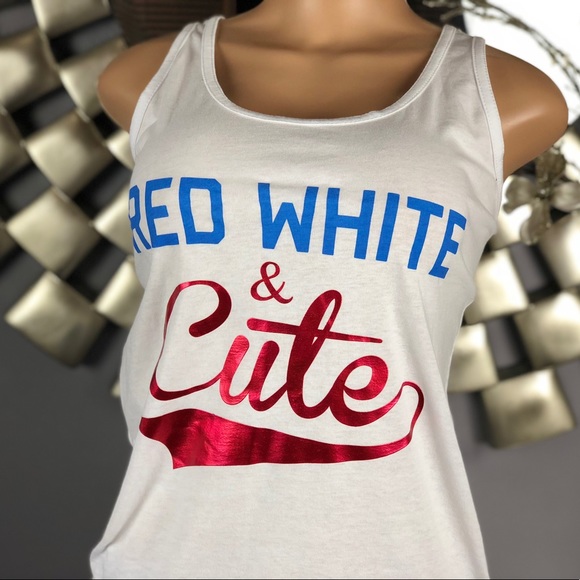 4 for $25 SALE!!!! Red White & Cute Tank Top - Picture 7 of 8